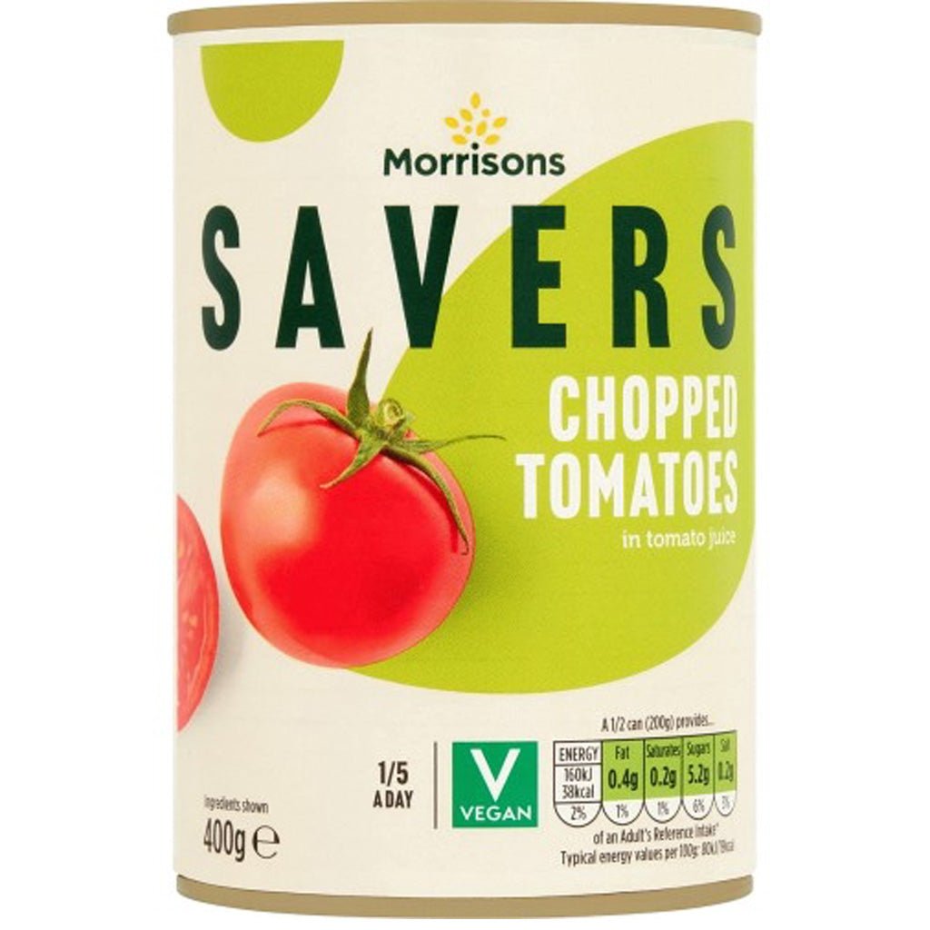 Morrisons Savers Chopped Tomatoes in Tomato Juice 400g - UK Food & Drink - 5010251521419