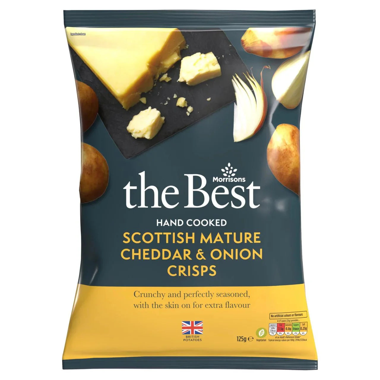 Morrisons The Best Mature Cheddar & Onion Crisps 125g - UK Food & Drink - 5010525167640