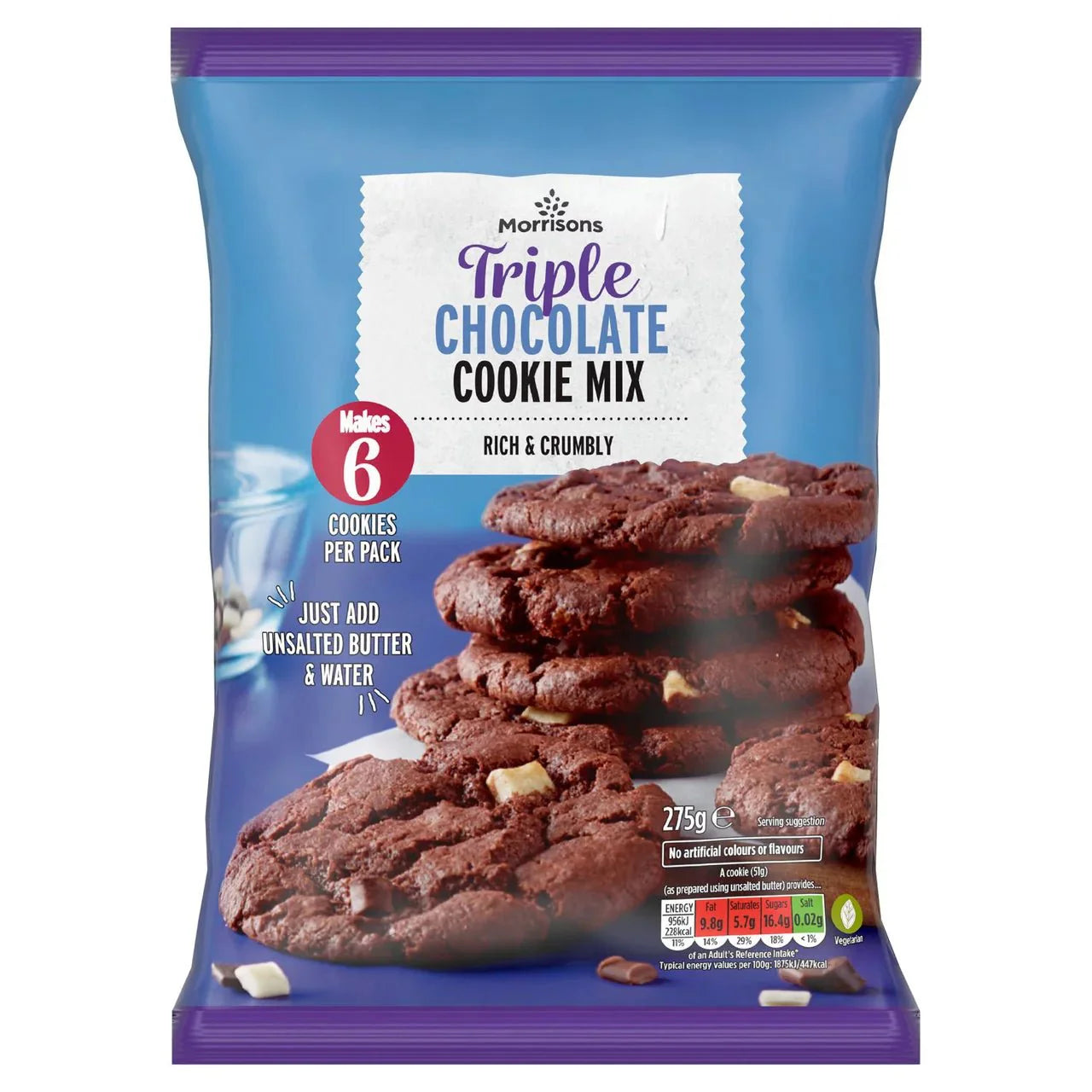 Morrisons Triple Chocolate Cookie Mix 275g - UK Food & Drink - 5010251522683