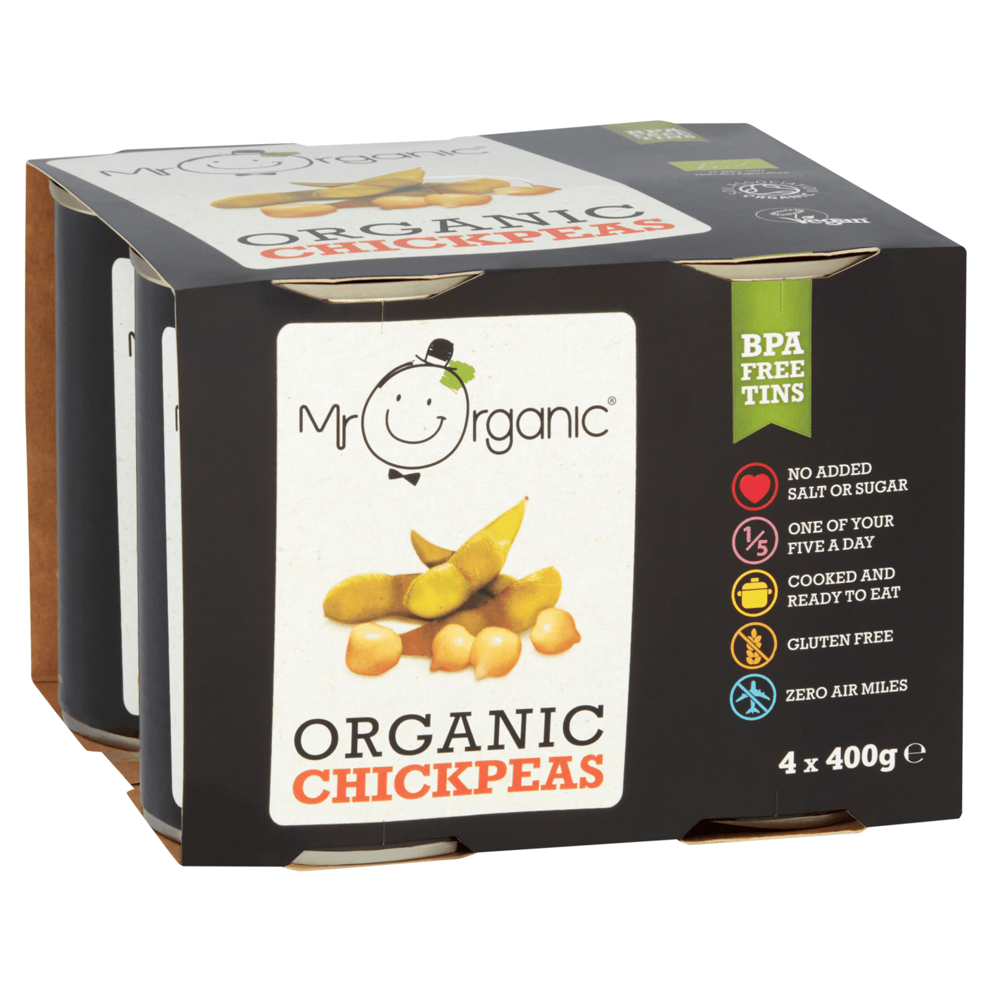 Mr Organic Organic Chickpeas 4 x 400g - UK Food & Drink - 5060178073805