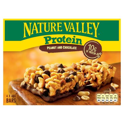 Nature Valley Protein Peanut & Chocolate Bars 4 x 40g (160g) - UK Food & Drink - 8410076610355
