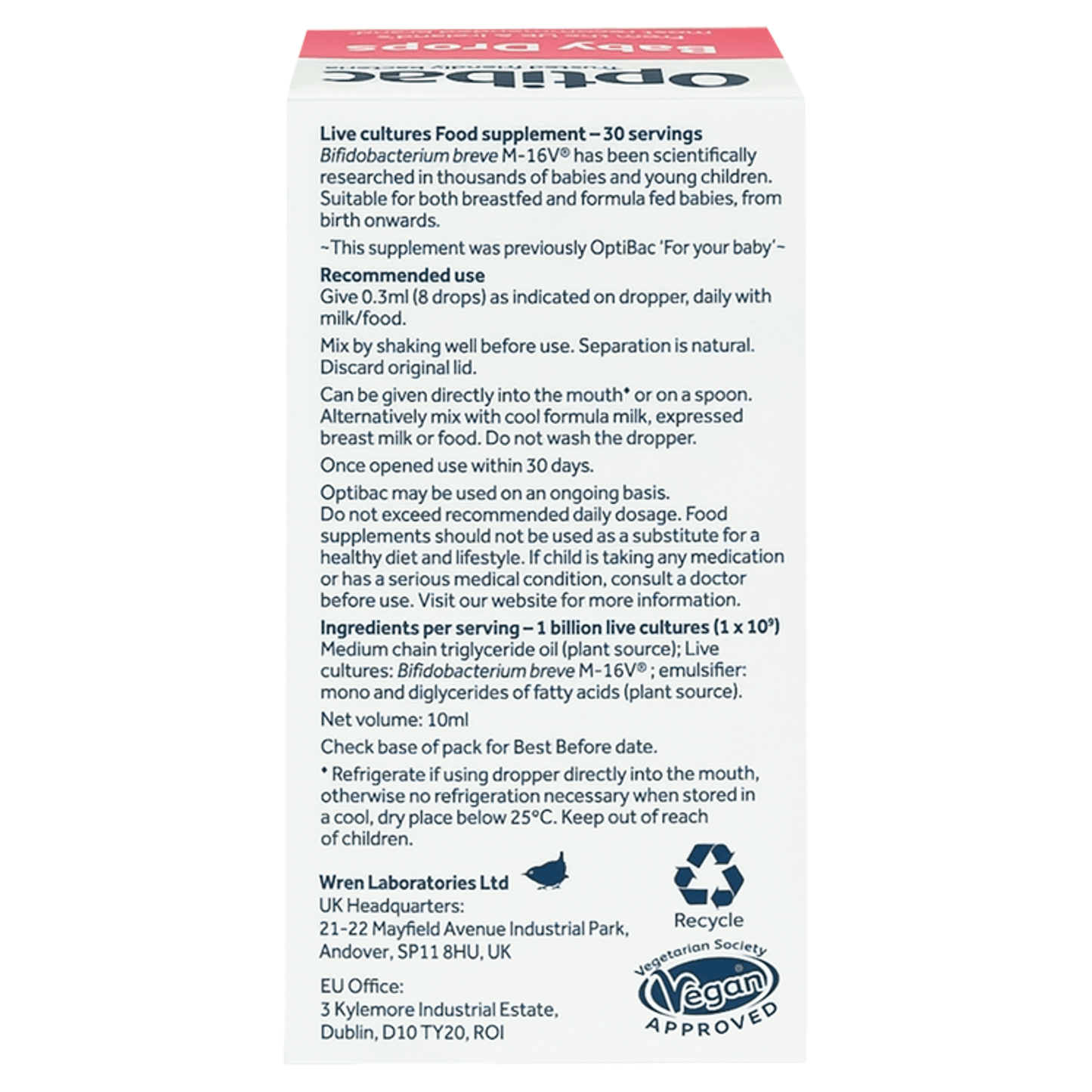 Optibac Baby Drops 0 - 3 Years 10ml - UK Food & Drink - 5060086611038