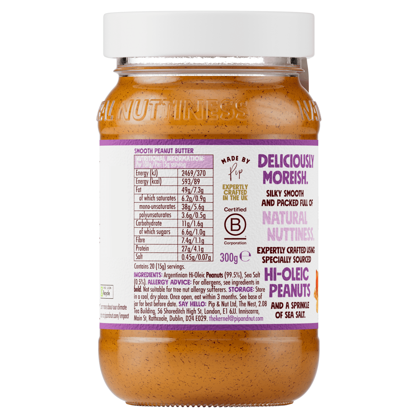 Pip & Nut Smooth Peanut Butter 300g - UK Food & Drink - 5060367181274