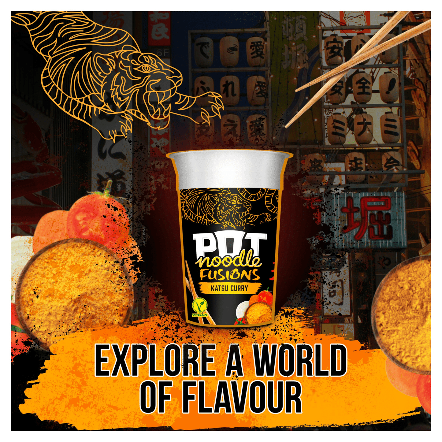 Pot Noodle Fusions Instant Snack Katsu Curry 100 g - UK Food & Drink - 8720182064400