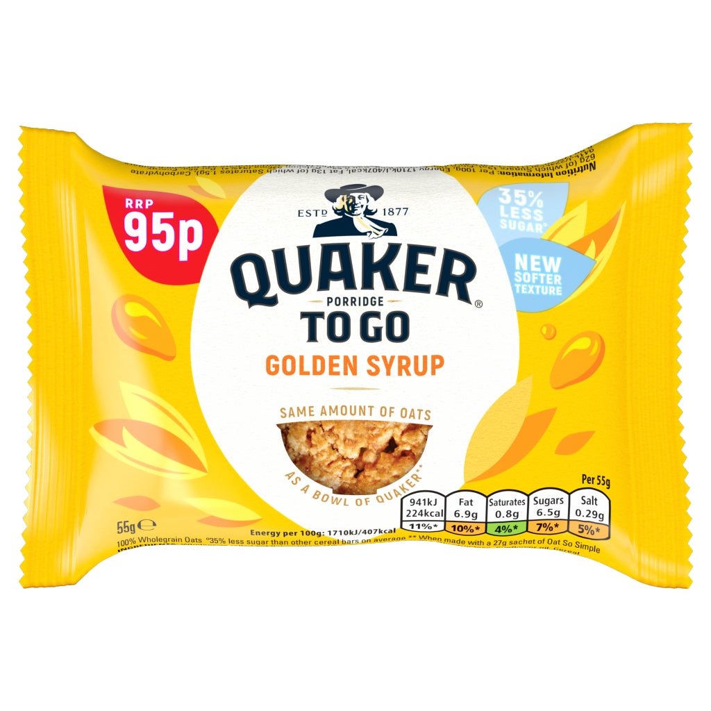 Quaker Ptg Squares Golden Syrup Pm 95P 55G - UK Food & Drink - 5000108031857