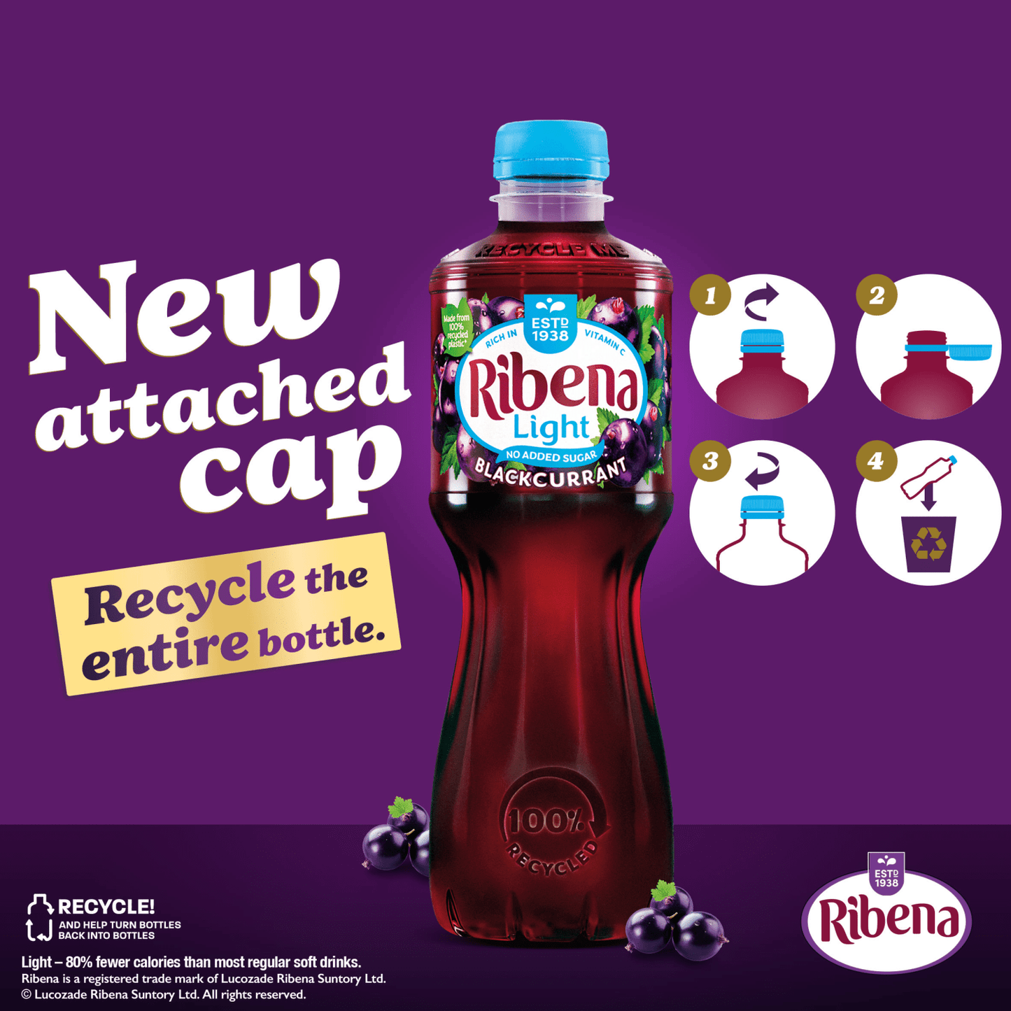 Ribena Blackcurrant Juice Drink No Added Sugar 500ml - UK Food & Drink - 5054267002340