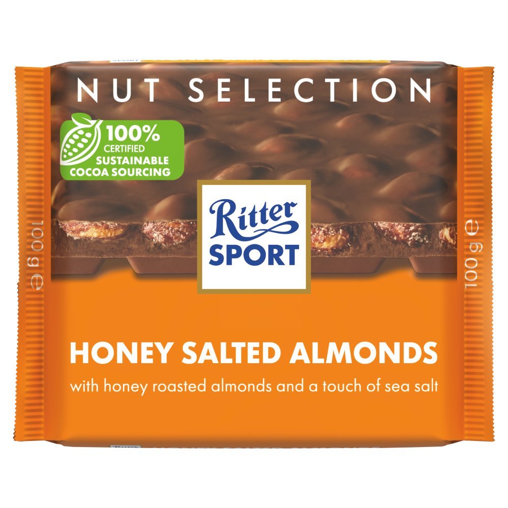 Ritter Sport Nut Selection Honey Salted Almonds 100g - UK Food & Drink - 4000417704009