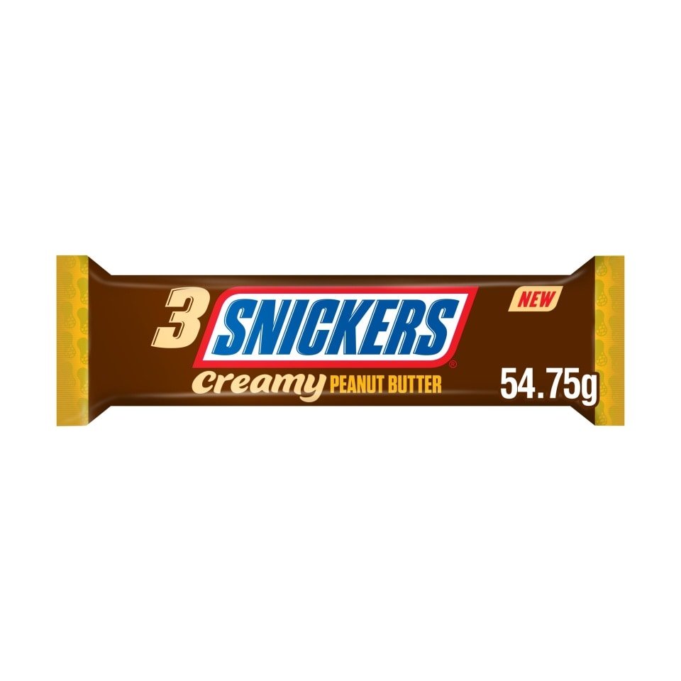Snickers Creamy Peanut Butter & Milk Chocolate Snack Bar Trio 54.75g - UK Food & Drink - 5900951310546