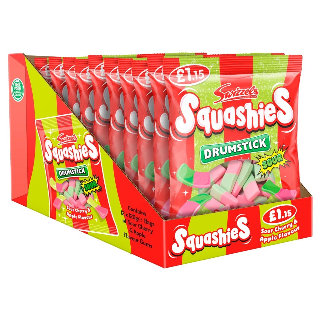 Swizzels Drumstick Squashies Sour Cherry & Apple Flavour 120g - UK Food & Drink - 5010478250451