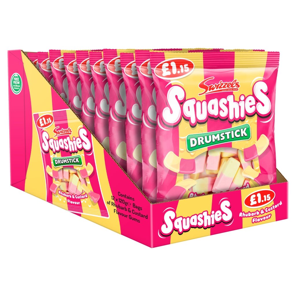 Swizzels Rhubarb & Custard Flavour Drumstick Squashies 120g - UK Food & Drink - 5010478271142