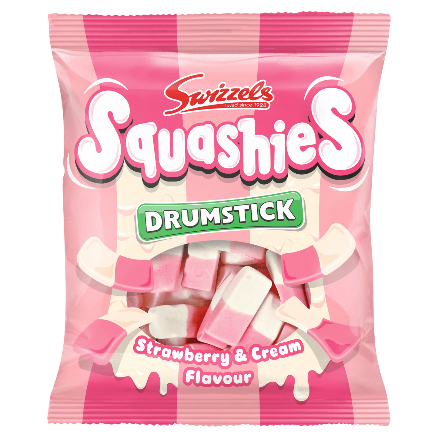 Swizzels Squashies Drumstick Strawberry & Cream Flavour 140g - UK Food & Drink - 5010478091337