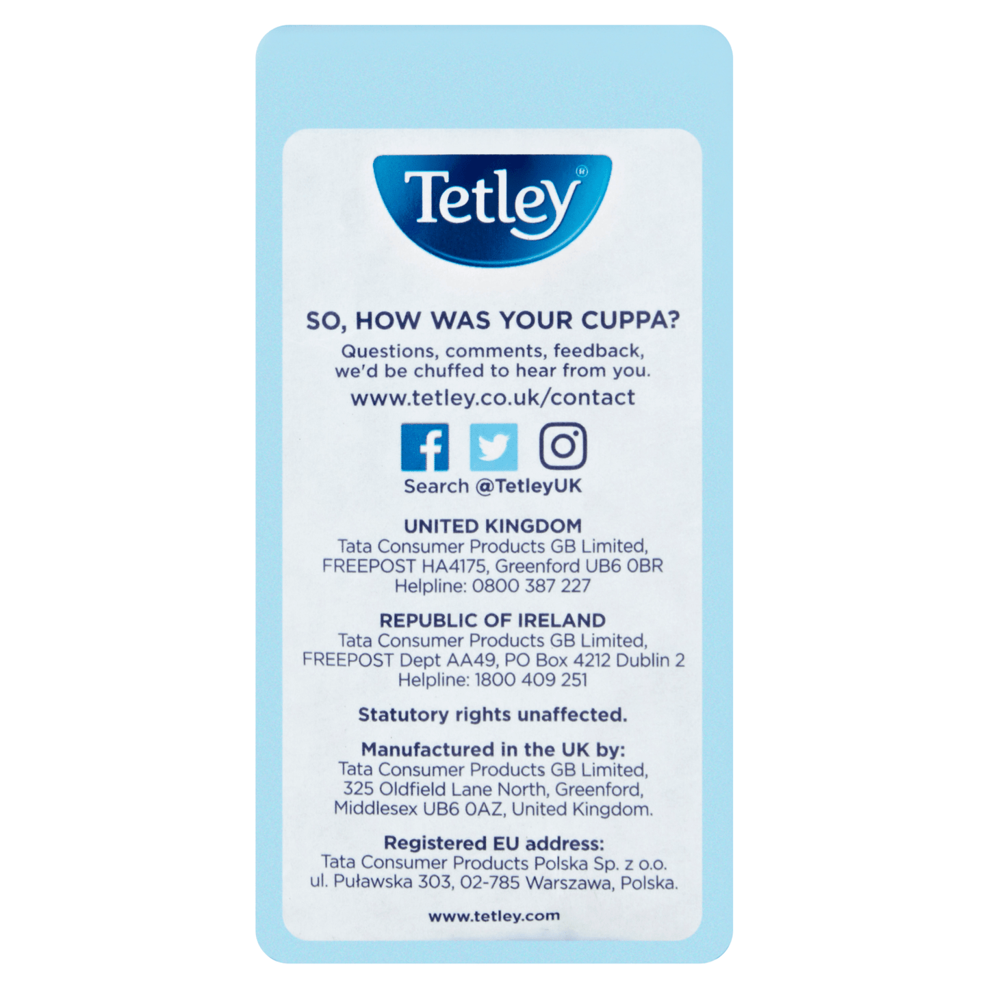 Tetley Decaf 40 Tea Bags 125g - UK Food & Drink - 5000208002436