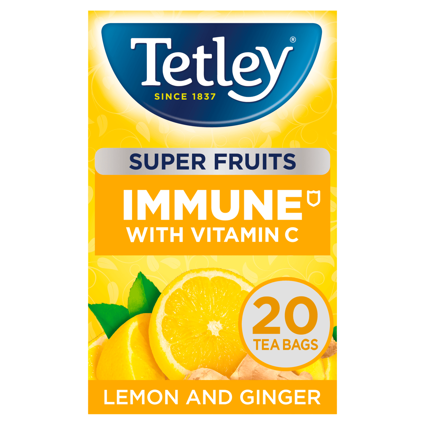 Tetley Super Fruits Immune Lemon & Ginger Tea Bags x20 - UK Food & Drink - 5000208082995