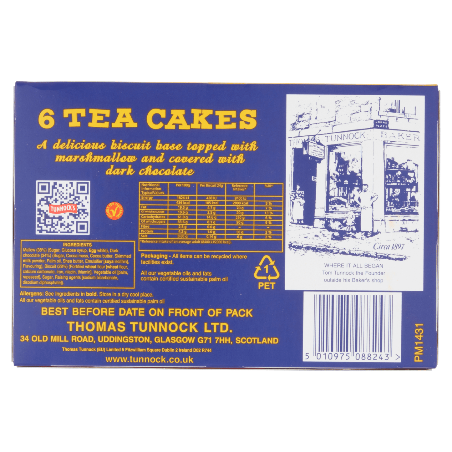 Tunnock's Dark Chocolate Tea Cakes 6 x 24g - UK Food & Drink - 5010975088243