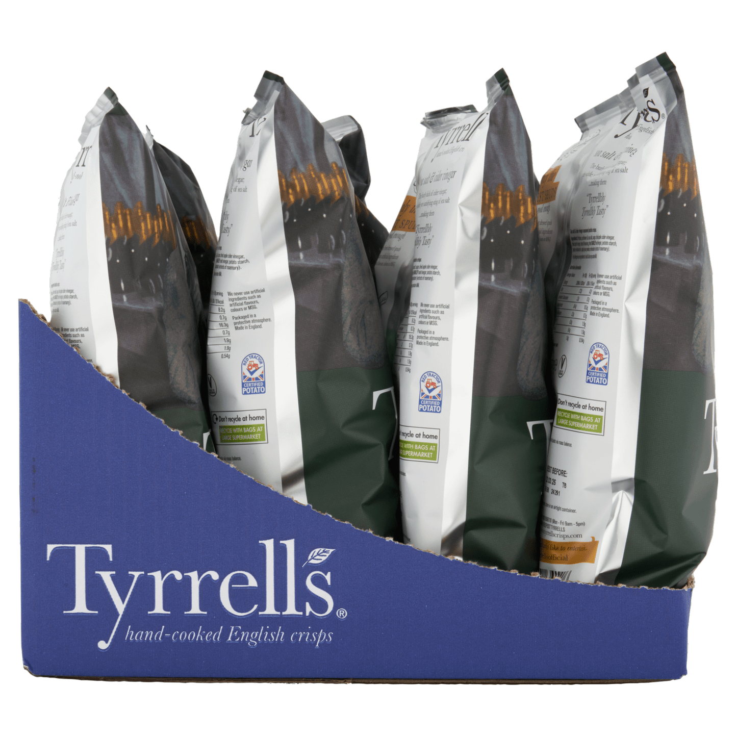 Tyrrells Sea Salt & Cider Vinegar Hand - Cooked English Crisps 150g - UK Food & Drink - 5060042641406