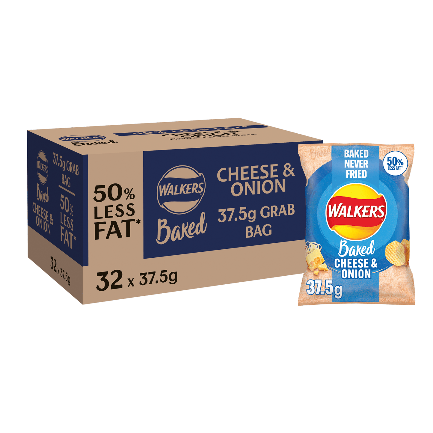 Walkers Baked Cheese & Onion Snacks Crisps 37.5g - UK Food & Drink - 5000328774800