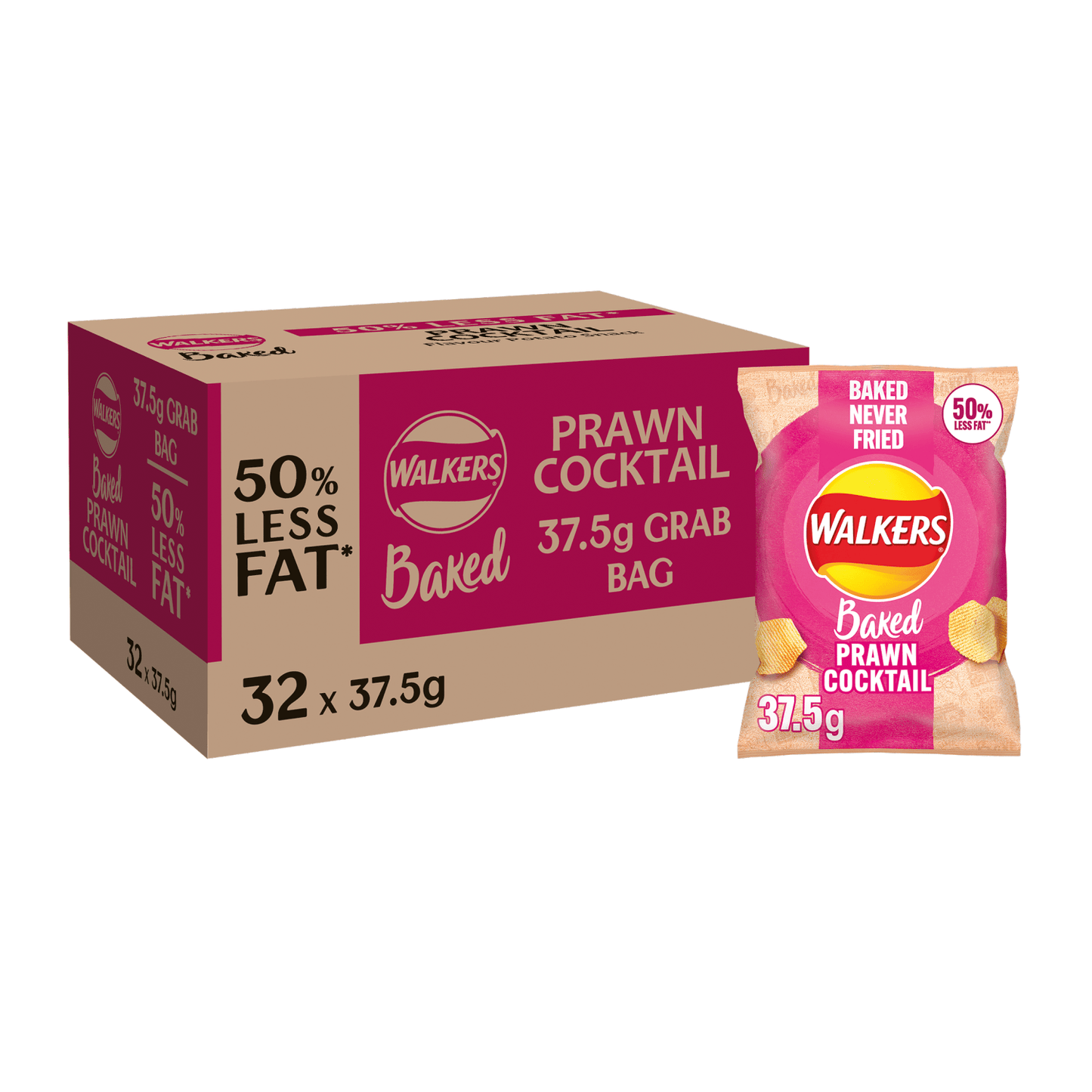 Walkers Baked Prawn Cocktail Snacks Crisps 37.5g - UK Food & Drink - 5000328210438