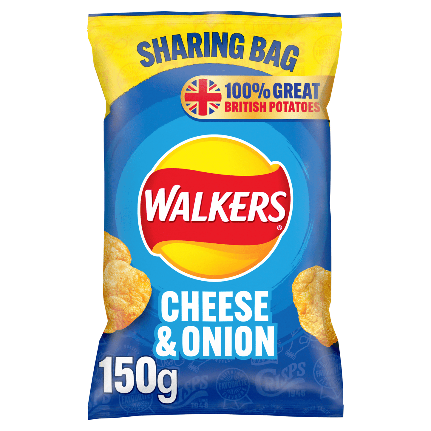 Walkers Cheese & Onion Sharing Crisps 150g - UK Food & Drink - 5000328013602