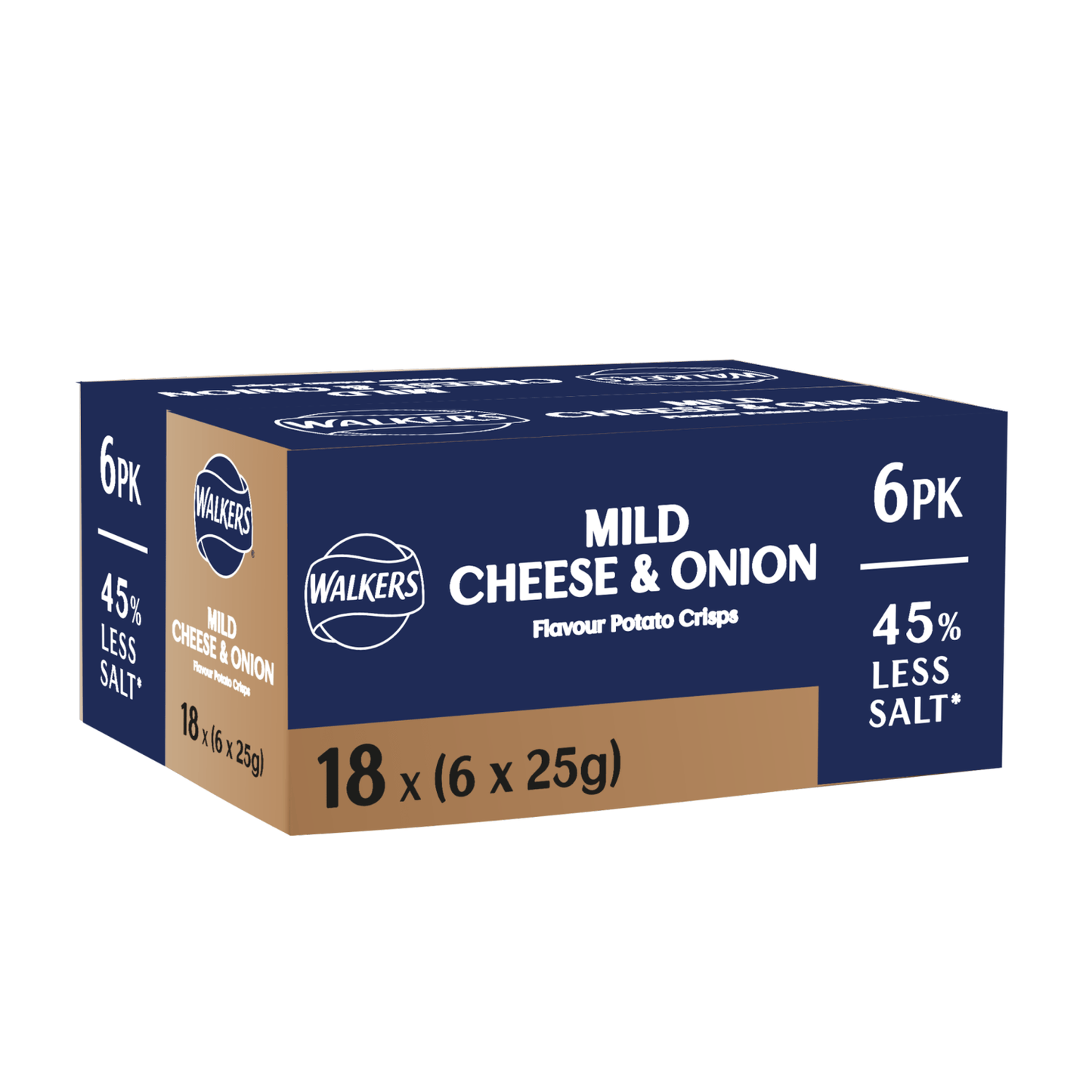 Walkers Less Salt Mild Cheese & Onion Multipack Crisps 6 x 25g - UK Food & Drink - 5000328013329