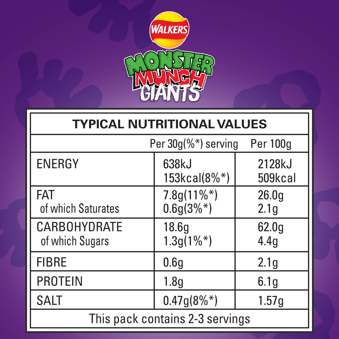Walkers Monster Munch Giants Pickled Onion Sharing Snacks Crisps 85g - UK Food & Drink - 5000328219769