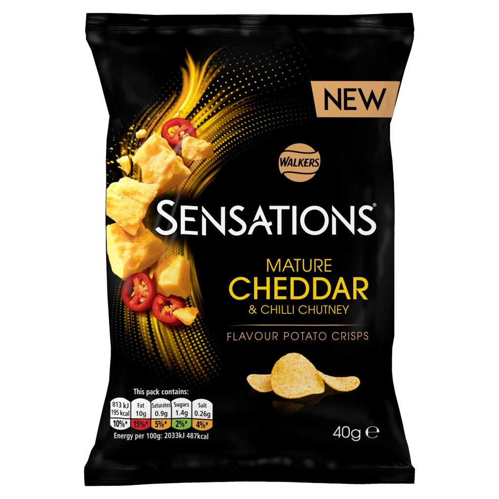 Walkers Sensations Mature Cheddar & Chilli Chutney 40G - UK Food & Drink - 5000328025490