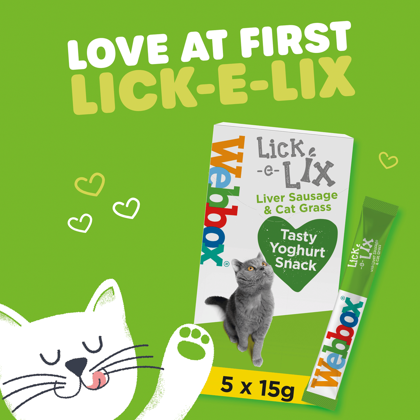 Webbox Lick - e - Lix with Liver Sausage & Cat Grass Tasty Yoghurty Treats 5 x 15g - UK Food & Drink - 5012144905290