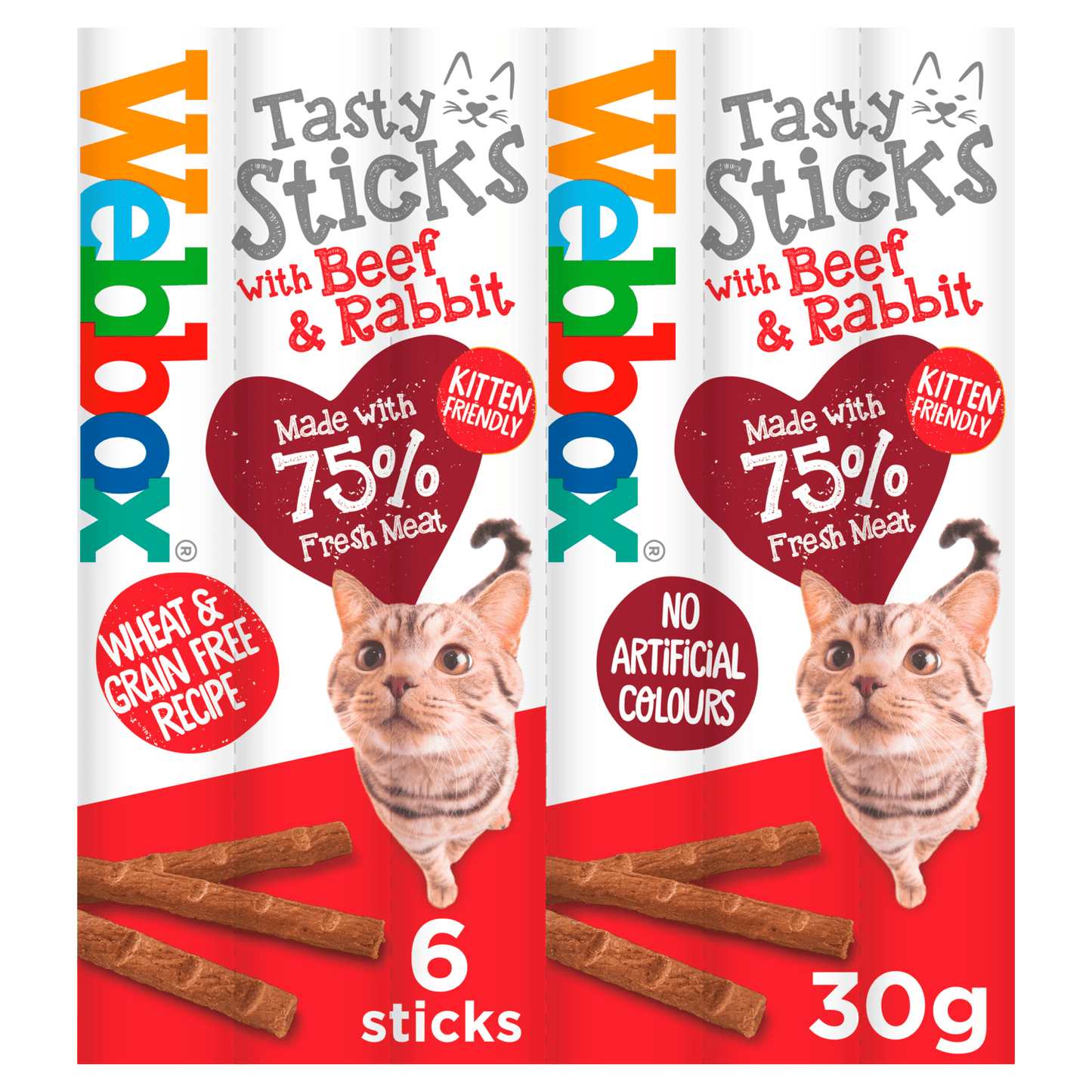 Webbox Tasty Sticks with Beef & Rabbit 6 Semi - Moist Tasty Treats 30g - UK Food & Drink - 5012144400207