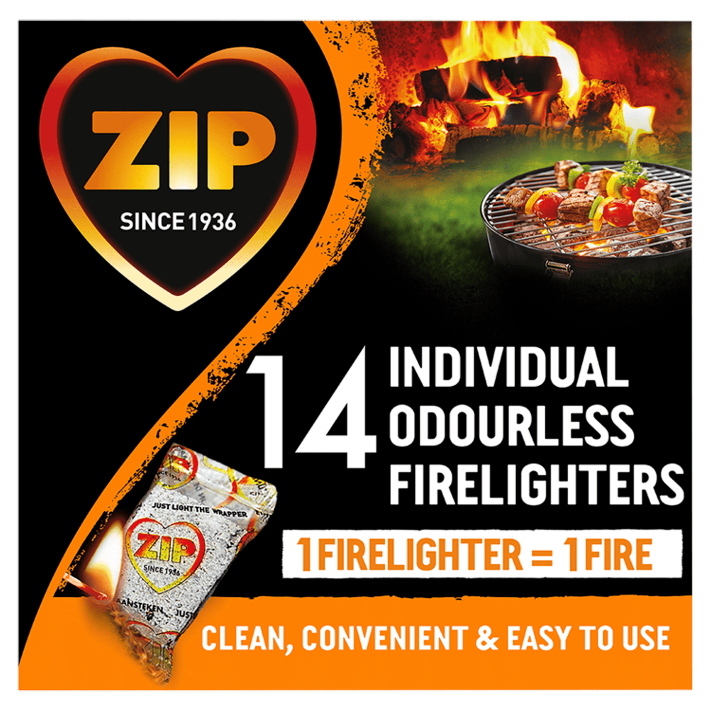 Zip 14 Individual Odourless Firelighters - UK Food & Drink - 5065000499211