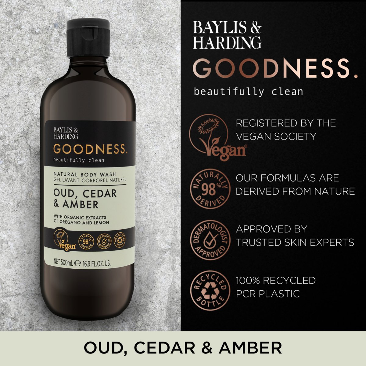 Baylis & Harding Goodness Oud Cedar and Amber Body Wash - Intamarque - Wholesale 0017854100213