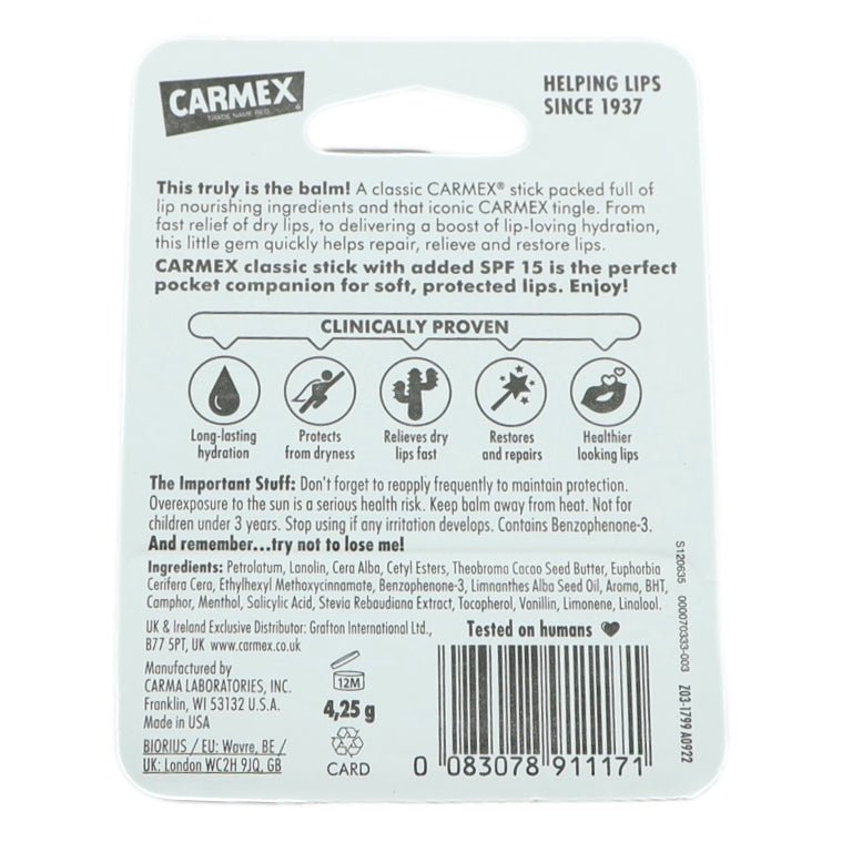 Carmex Lip Balm 4.25g Original Stick