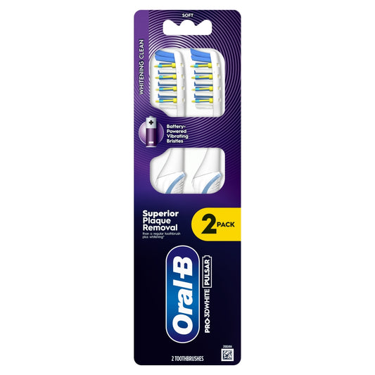 Oral-B Pulsar Medium Toothbrush 2pk Pro 3D White