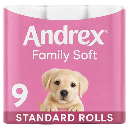 Andrex Toilet Paper 9 Roll Family Soft (Previously Gentle Clean)