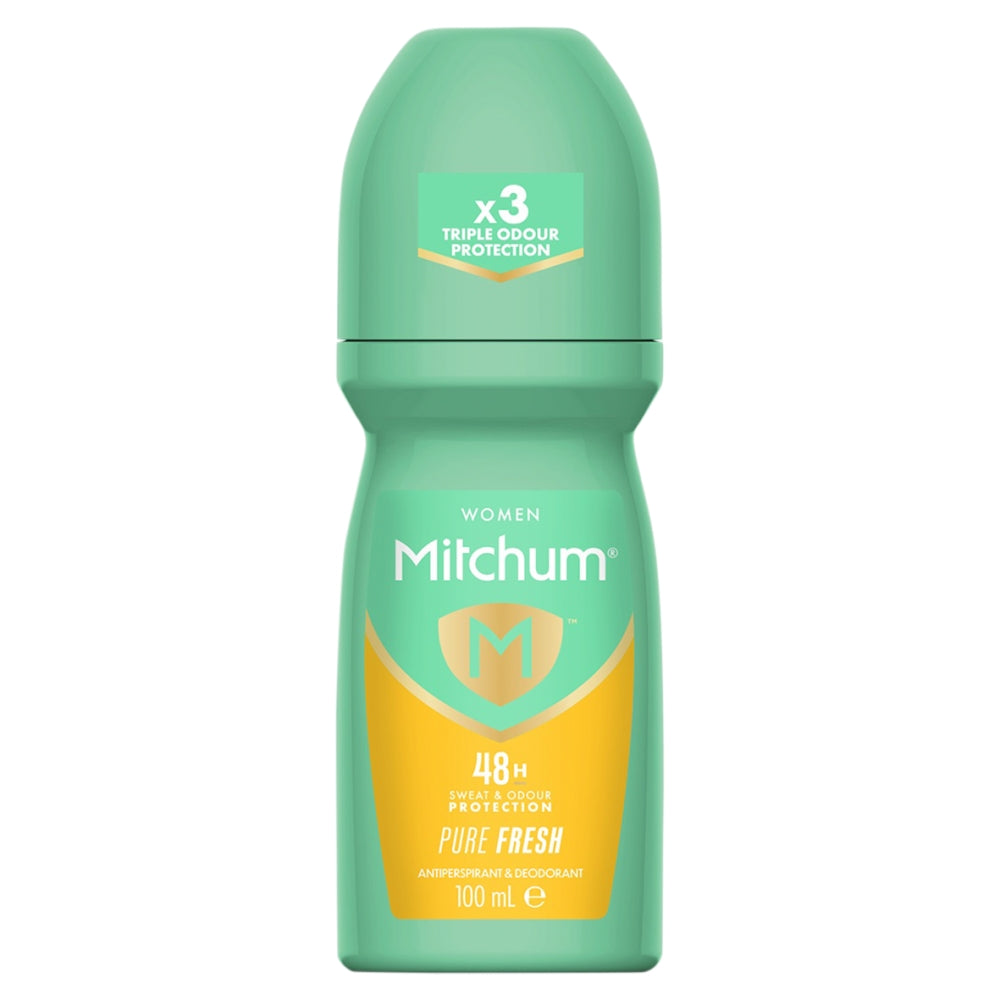 Mitchum deodorant spray bottle on a white background