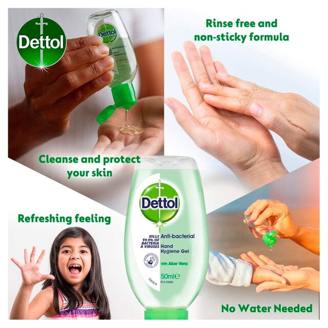 Dettol Anti-Bacterial Hand Hygiene Gel 50ml Aloe Vera