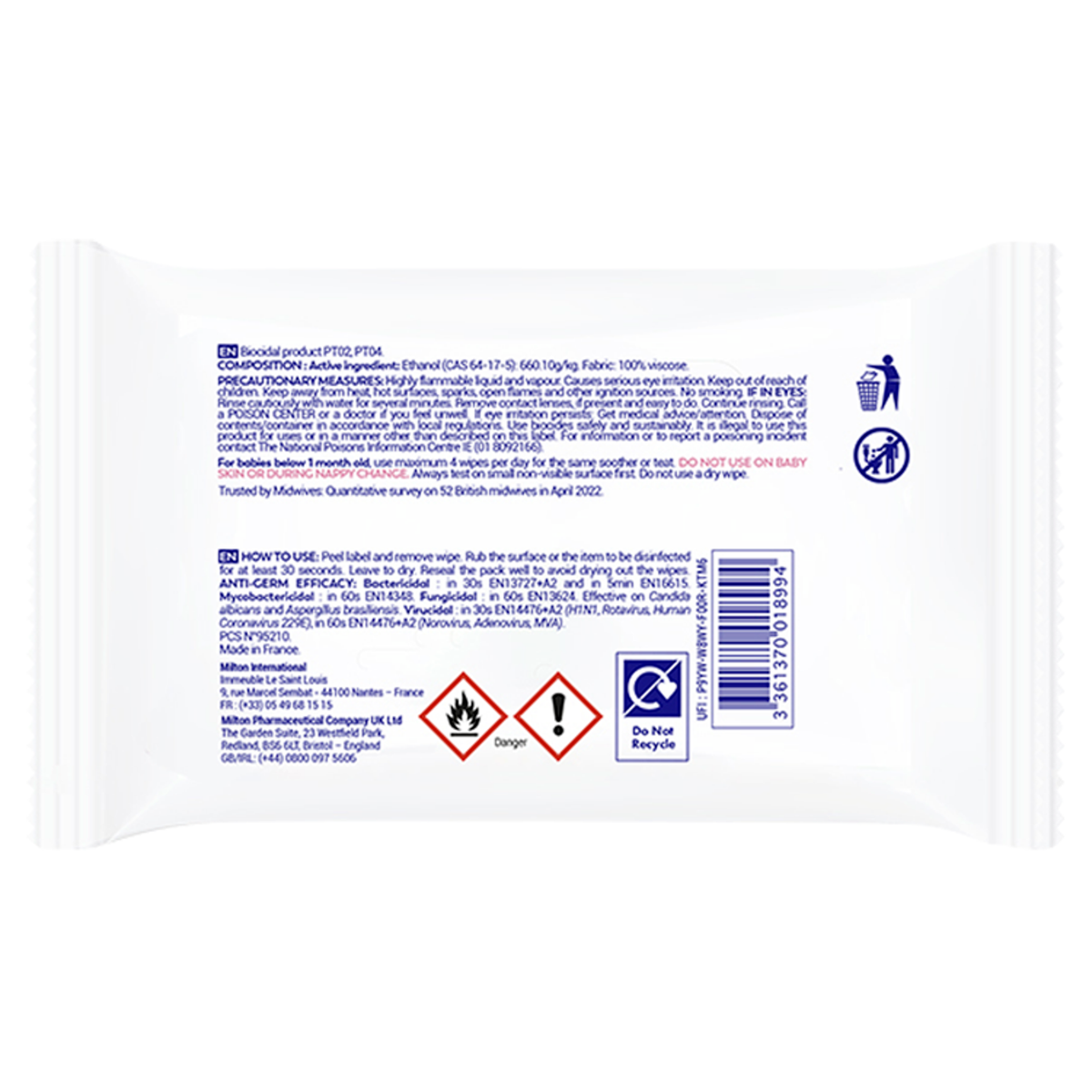 Milton Antibacterial Surface Wipes 30S