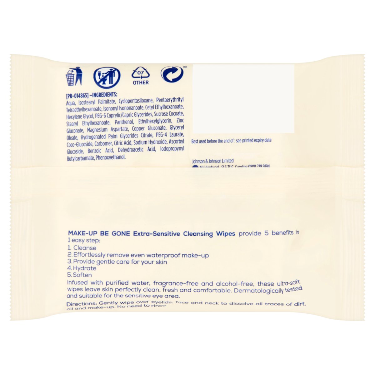 Johnsons Wipes Makeup Be Gone Ex Sensitive - Intamarque - Wholesale 3574661087290