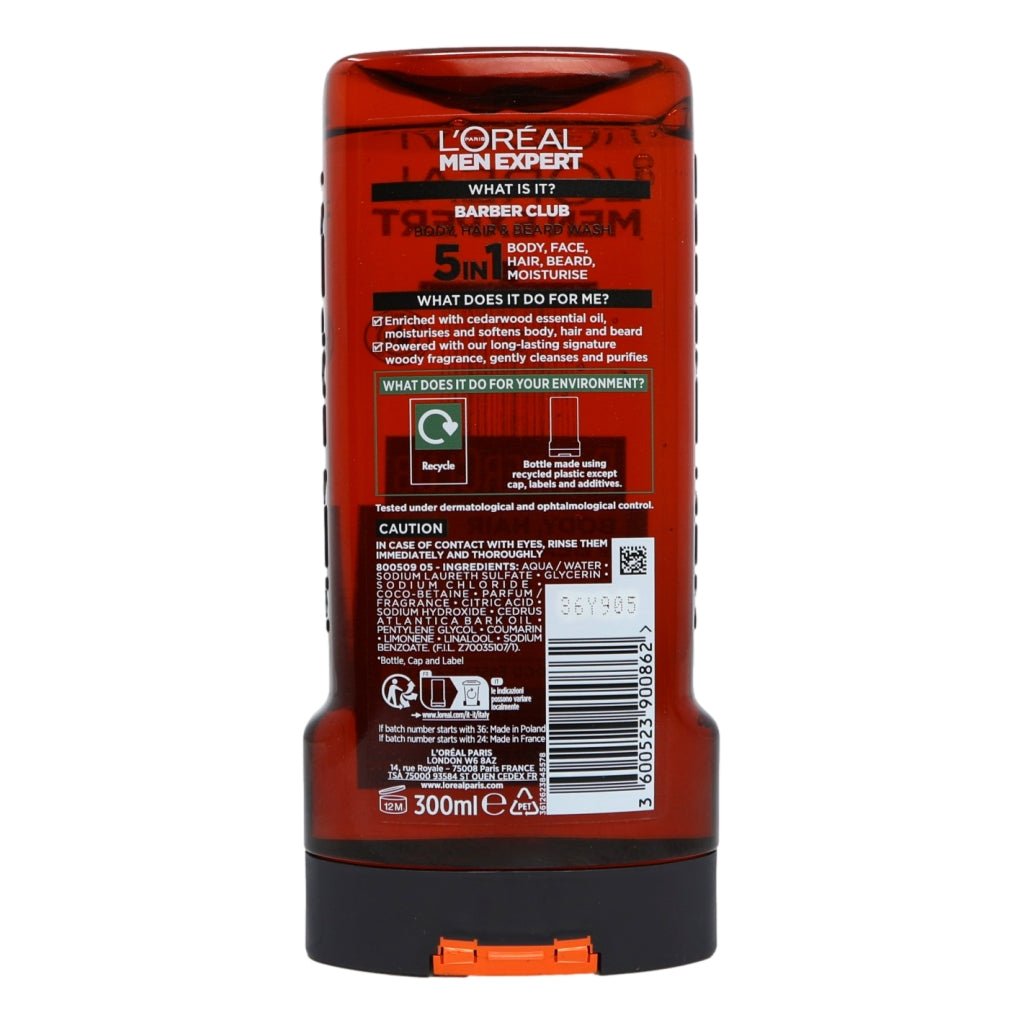 L'Oreal Men Expert Shower Gel 300ml Barberclub (Body, Hair & Beard Wash) - Intamarque - Wholesale 3600523900862