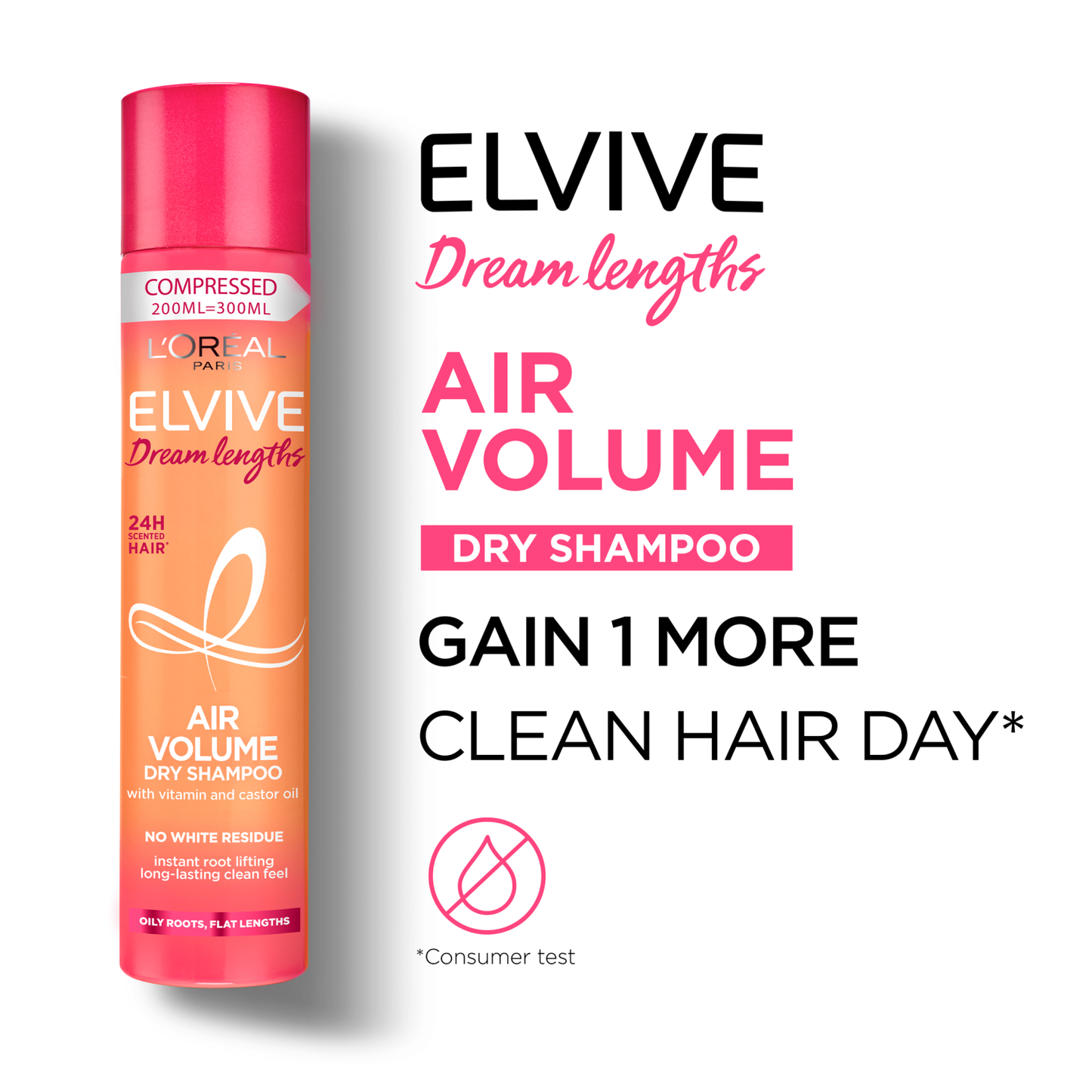 L'Oreal Elvive 200ml Dry Shampoo Dream Lengths (300ml compressed)