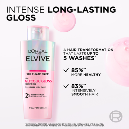 L'Oreal Elvive Glycolic Gloss Shampoo 150Ml New!