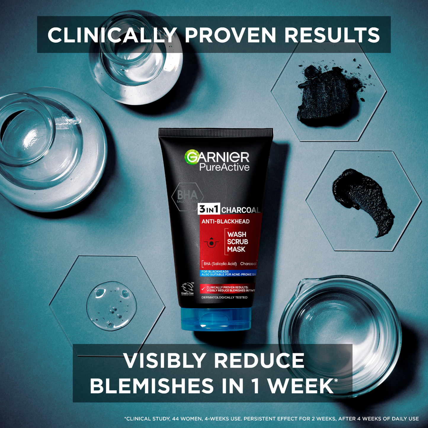 Garnier Pure Active 3in1 150ml Intensive Charcoal Anti-Blackhead Mash