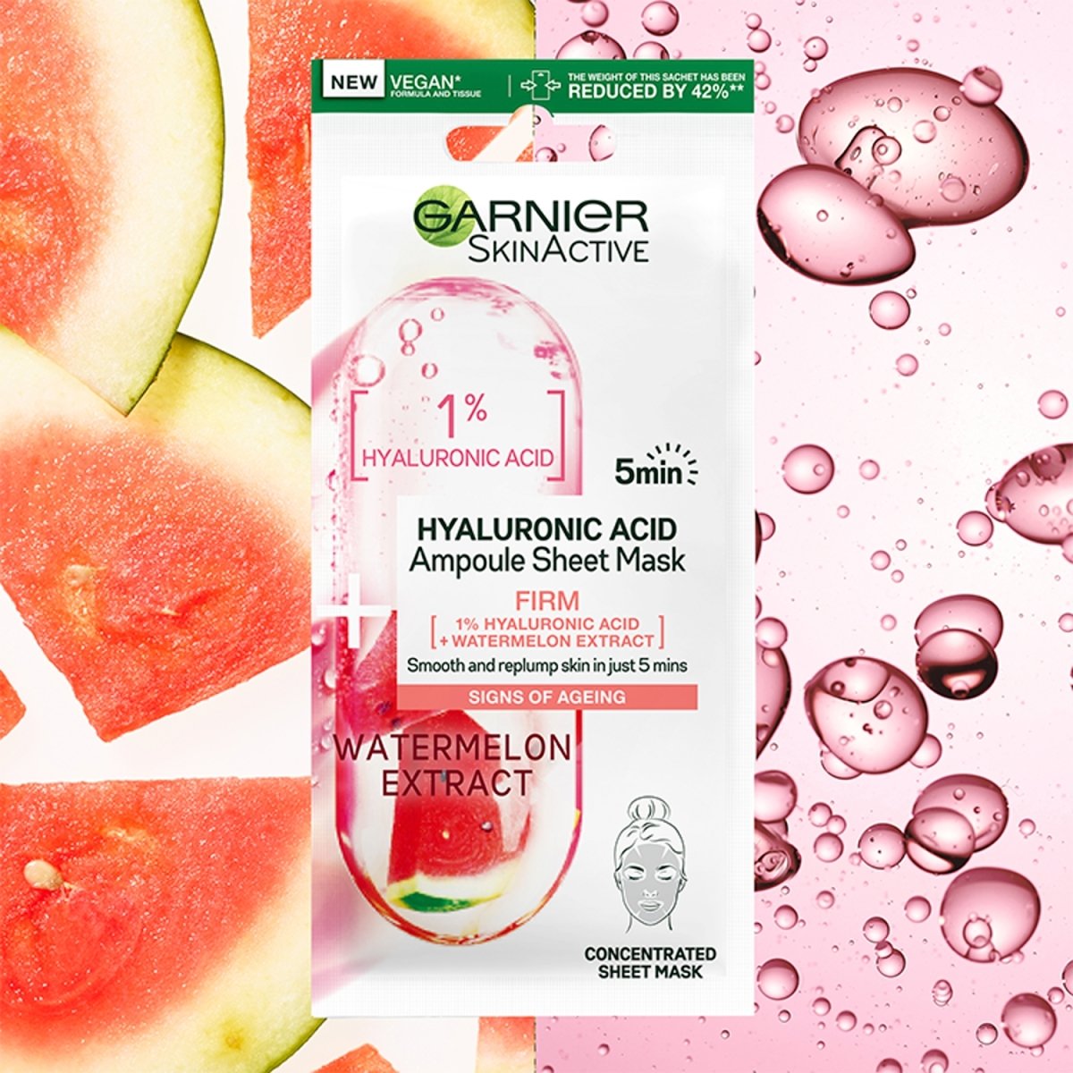 Garnier Hyaluronic Acid Ampoule Sheet Mask 15g Watermelon