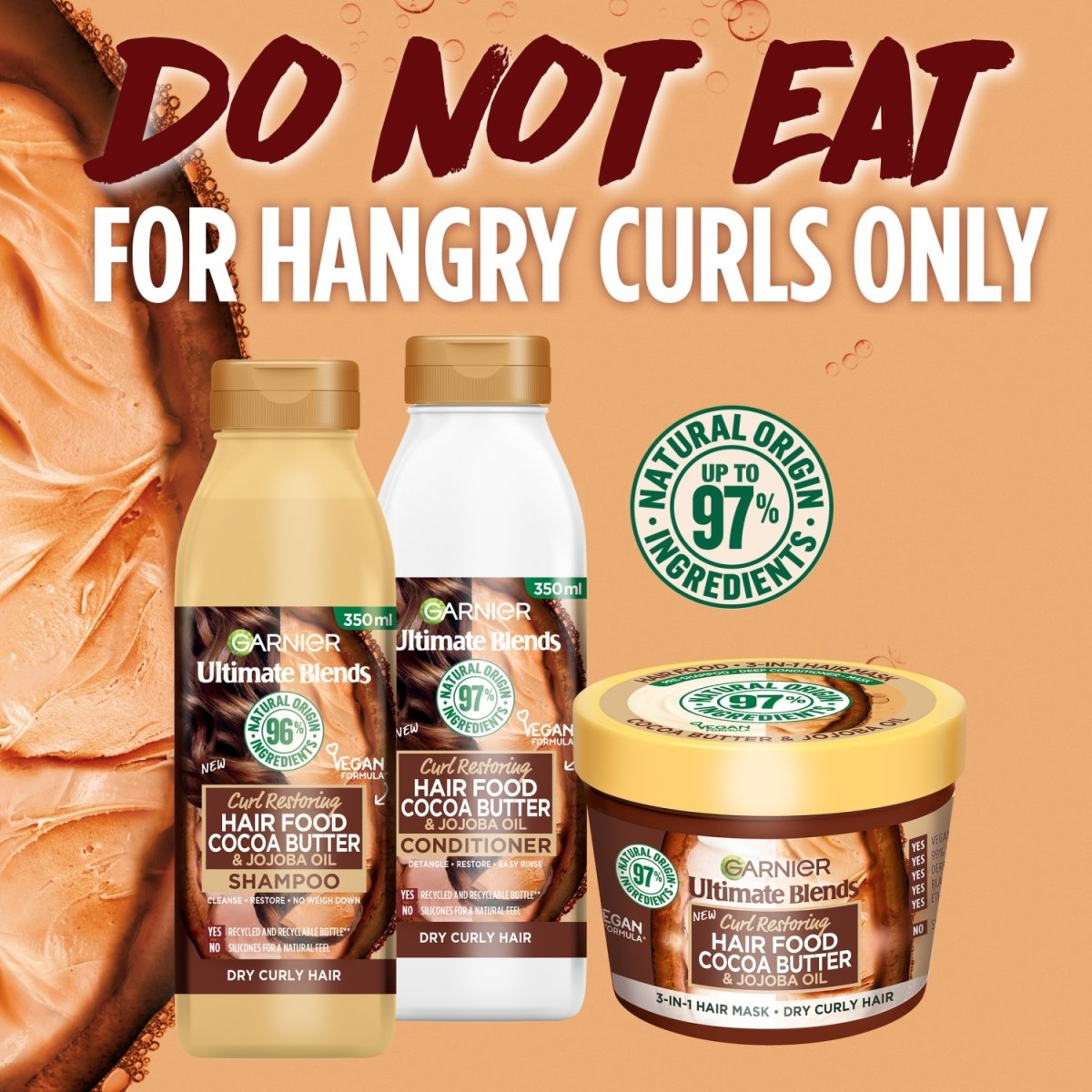 Garnier Ultimate Blends Hair Food 3in1 400ml Cocoa Butter Curly Hair