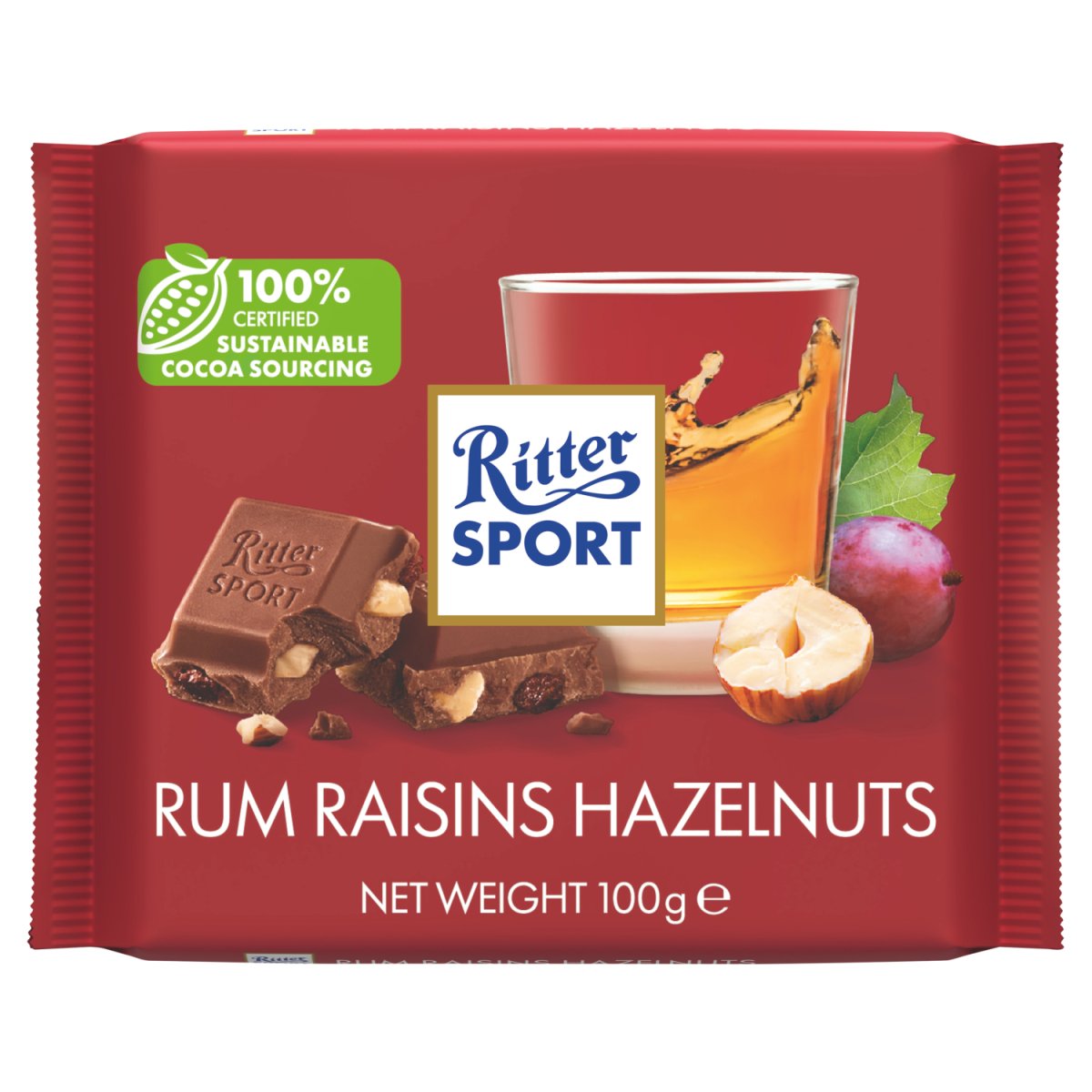 Ritter Sport Rum Raisins & Hazelnuts 100g