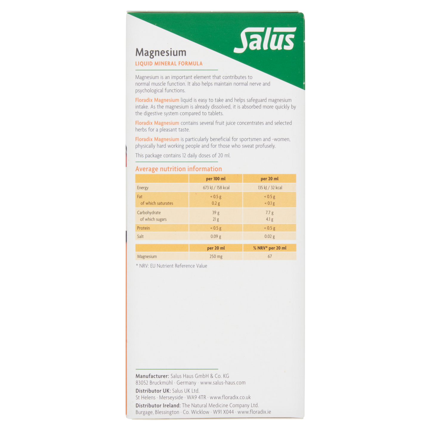 Floradix Liquid 250ml Magnesium Formula