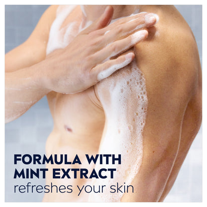 Person applying a formula with mint extract to their skin