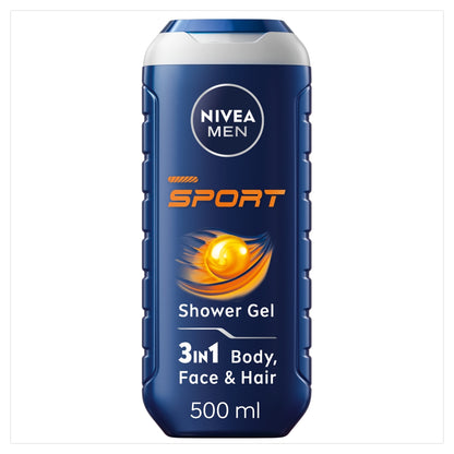Nivea Men Sport Shower Gel bottle on a white background
