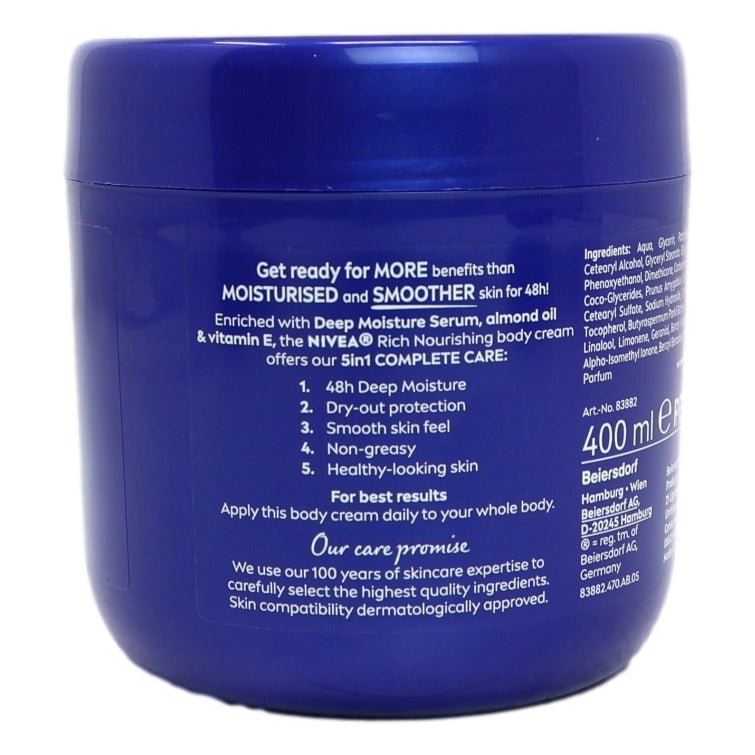 Nivea Body Cream 400ml Rich Nourishing Almond Oil and Vitamin E