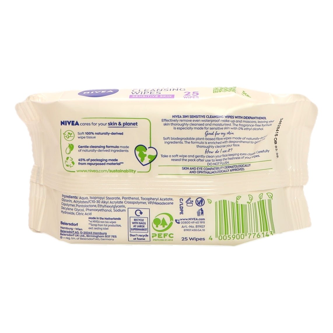 Nivea Wipes Biodegradeable 25s 3in1 Sensitive - Intamarque - Wholesale 4005900776143