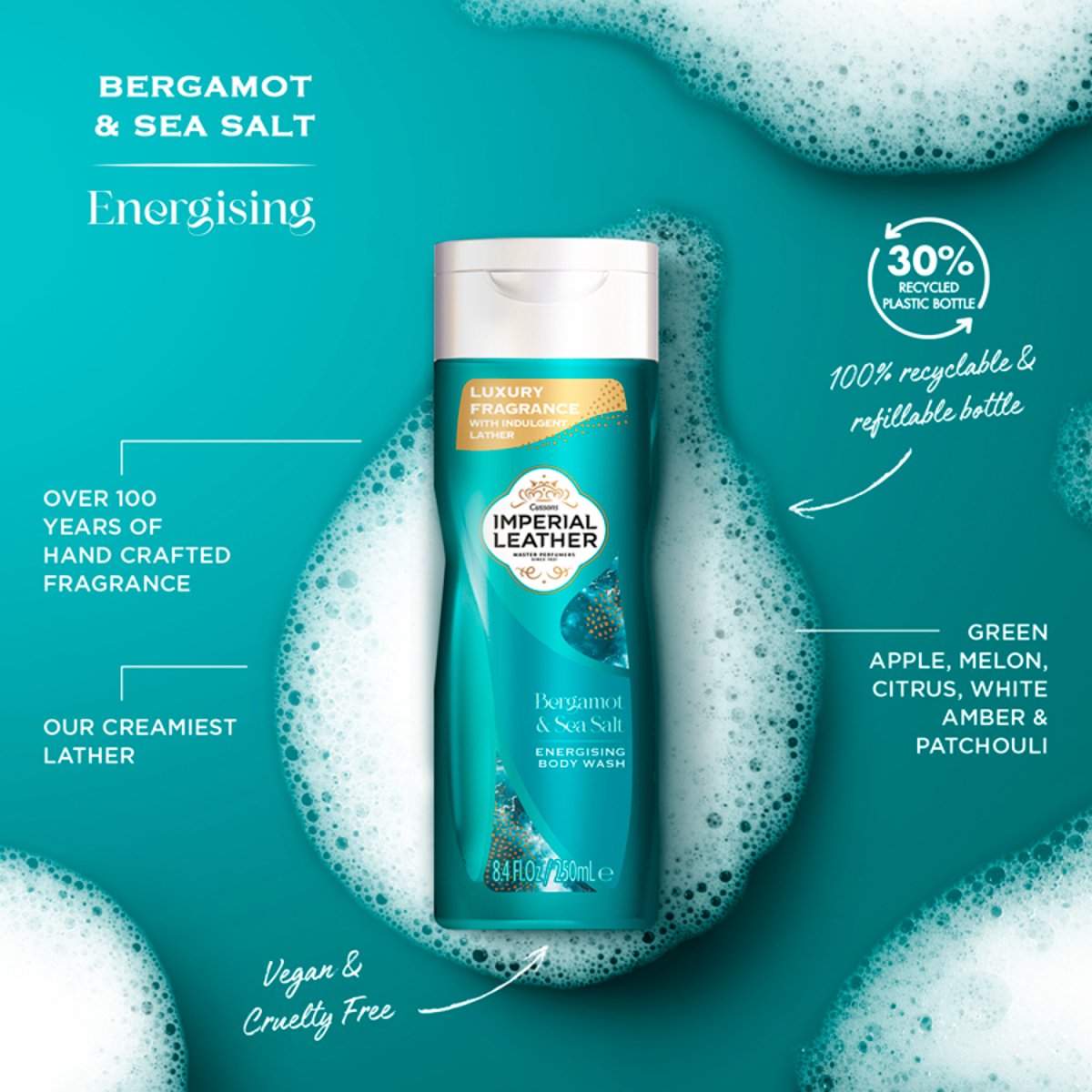 Imperial Leather Body Wash Bergamot & Seasalt 250ml - Intamarque - Wholesale 5000101513930