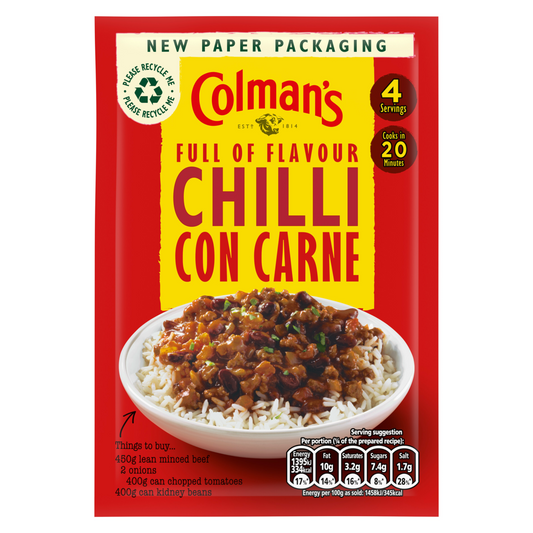 Buy Colmans Chilli Con Carne Mix online at Intamarque Wholesale – Trusted FMCG distributor